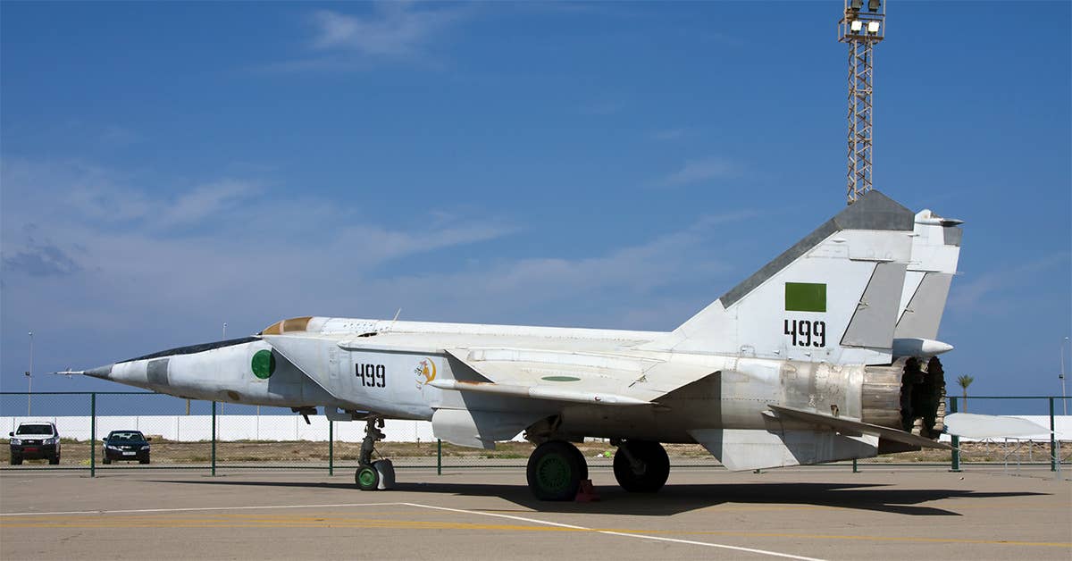 Libya's MiG-25 Foxbats tried to tangle with F-14 Tomcats, but had little luck.<br>(Photo by Rob Schleiffert)