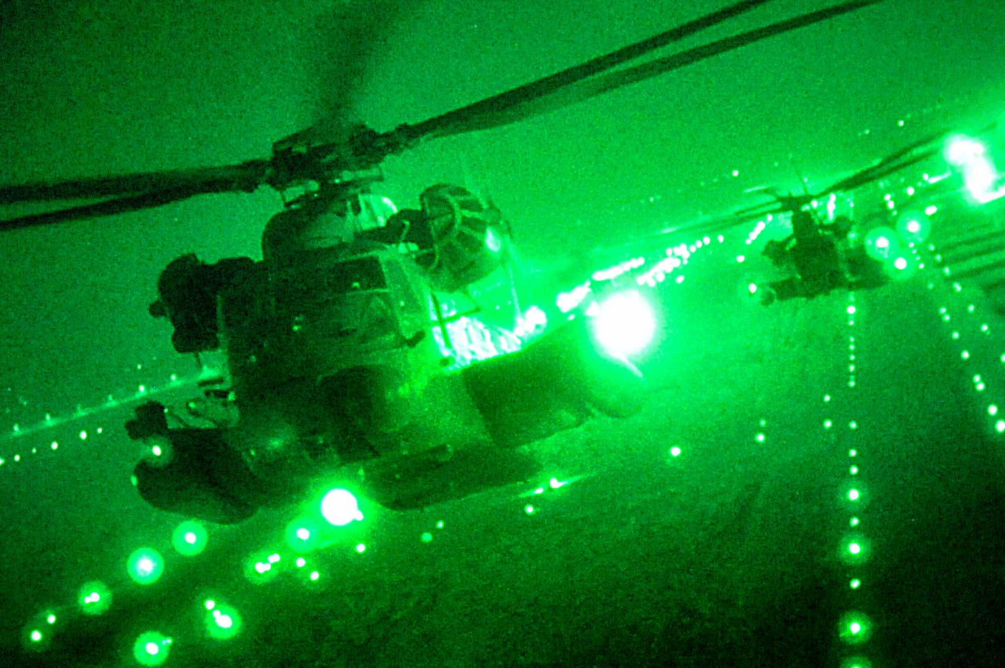 MH-53 Pave Low helicopters carry out the last mission before the type's retirement in 2008.<br>(USAF)