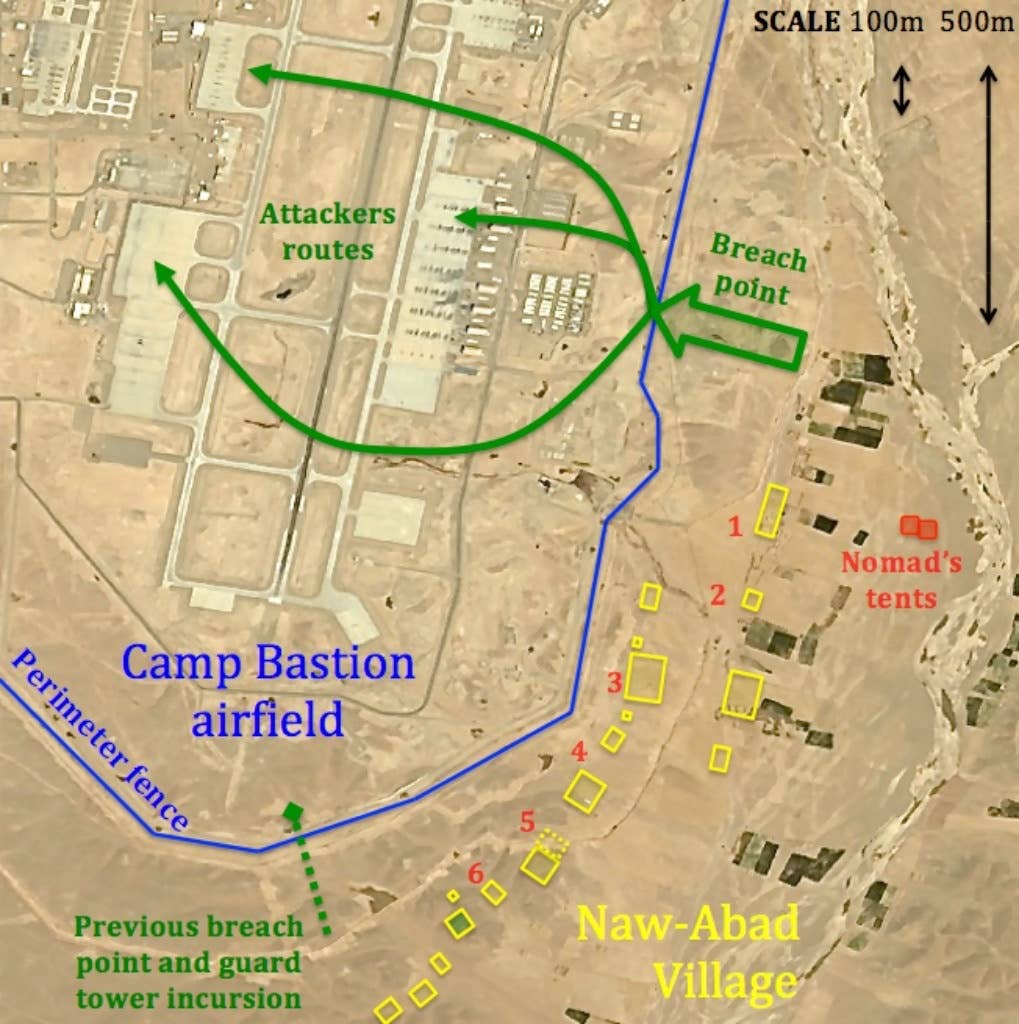 Map of the Camp Bastion assault.