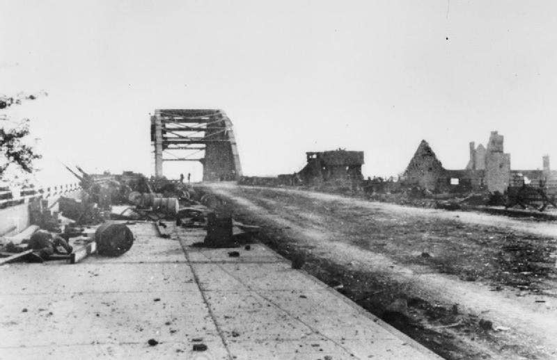 The Bridge at Arnhem stands after British paratroopers were pushed back by a German counterattack in 1944. (Imperial War Museum)