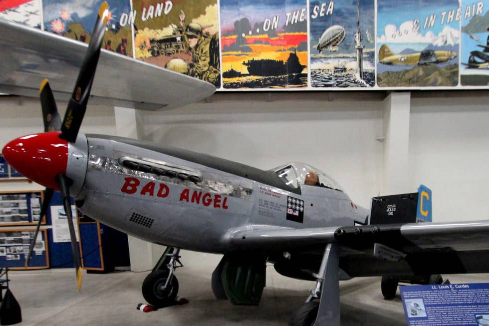 A U.S. P-51 with the decals showing aerial victories of Nazi, Italian, Japanese, and U.S. planes. (Pima Air and Space Museum)