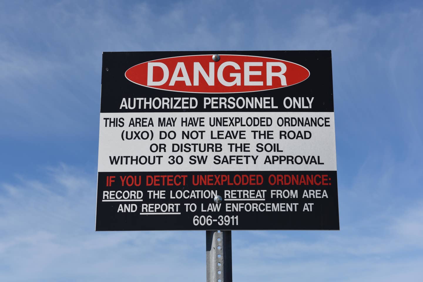 unxeploded ordinance sign