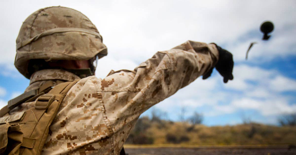 This is "frag out!" (U.S. Marine Corps photo by Cpl. Ricky S. Gomez)