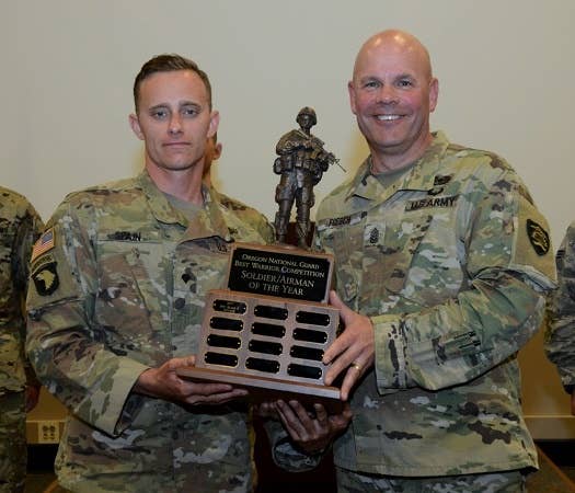 But, you know, there's far more praise if you bring that award home for your platoon sergeant's desk.<br>(National Guard photo by Master Sgt. John Hughel, Oregon Military Department Public Affairs)