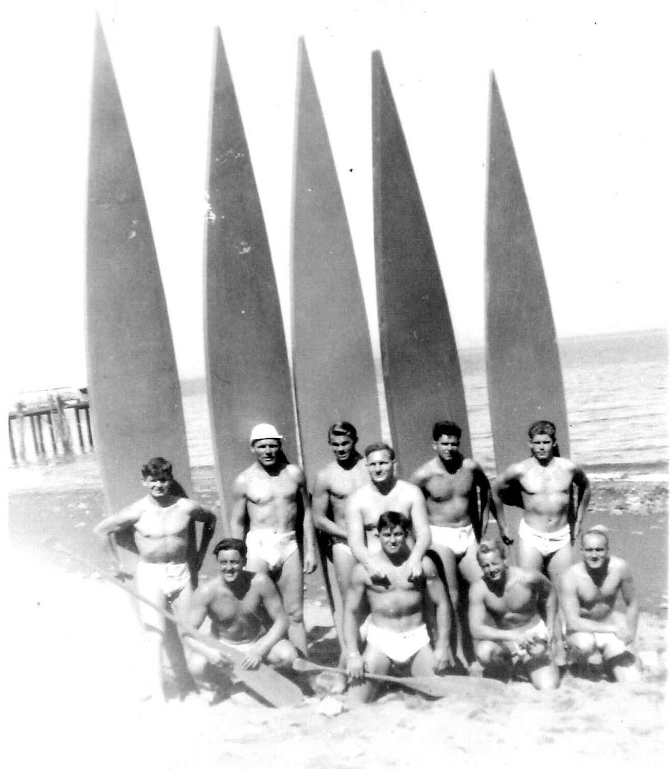 Underwater Demolition Teams used surfboards to haul up to 300 pounds of explosives to shore. <small>(Valley Road Runner)</small><br> 