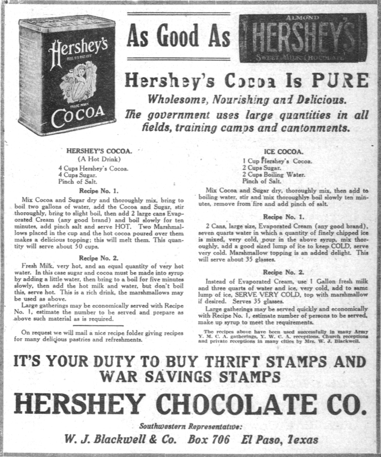 hershey bar ad