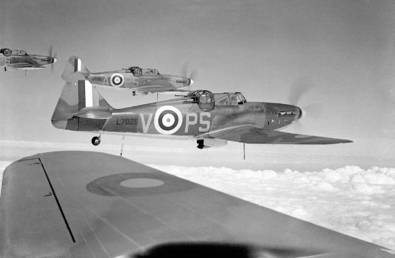 British Defiant fighters had rear-facing gunners.<br>(Royal Air Force B.J. Daventry)<br>&nbsp;