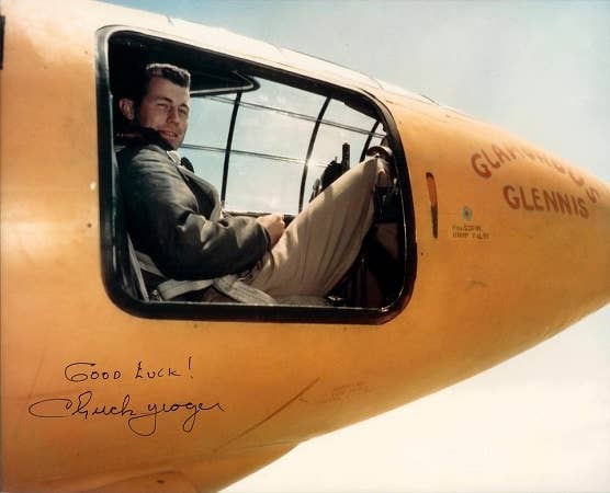 There's no denying Yeager was one of the coolest troops ever. The man was taking officially sponsored and Air Force-approved glamour shots in his jets and signing autographs for crying out loud.<br>(U.S. Air Force Photo)