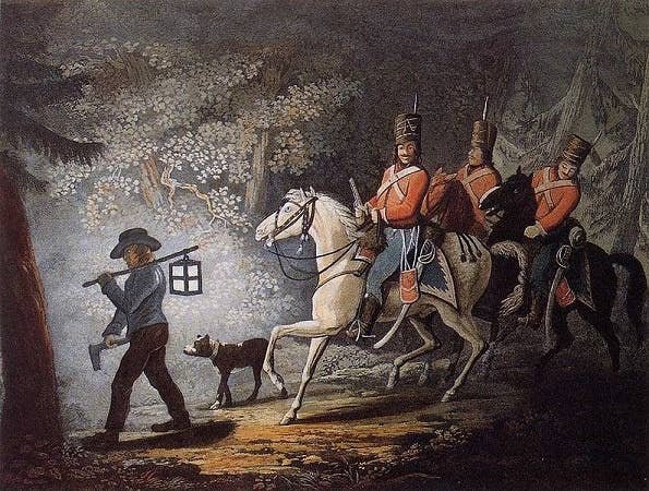 Emphasis on the "maybe." (<em>Hessian troops in British pay in the US war of independence, C. Ziegler After Conrad Gessner, 1799)</em>