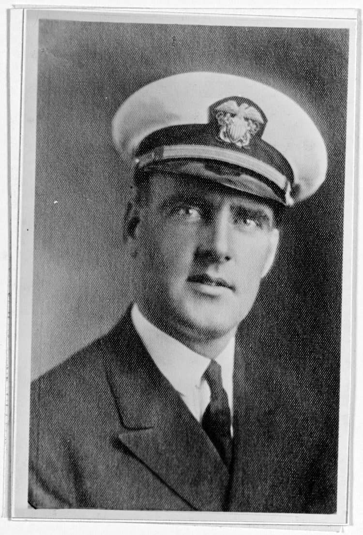 Chief Boatswain Edwin Joseph Hill, who saved shipmates from Japanese fighters. (US Navy photo)