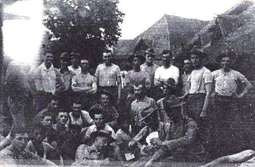 Company C, 9th US Infantry Regiment with Valeriano Abanador (standing, sixth from right) taken in Balangiga. Abanador would later lead the surprise attack against them.