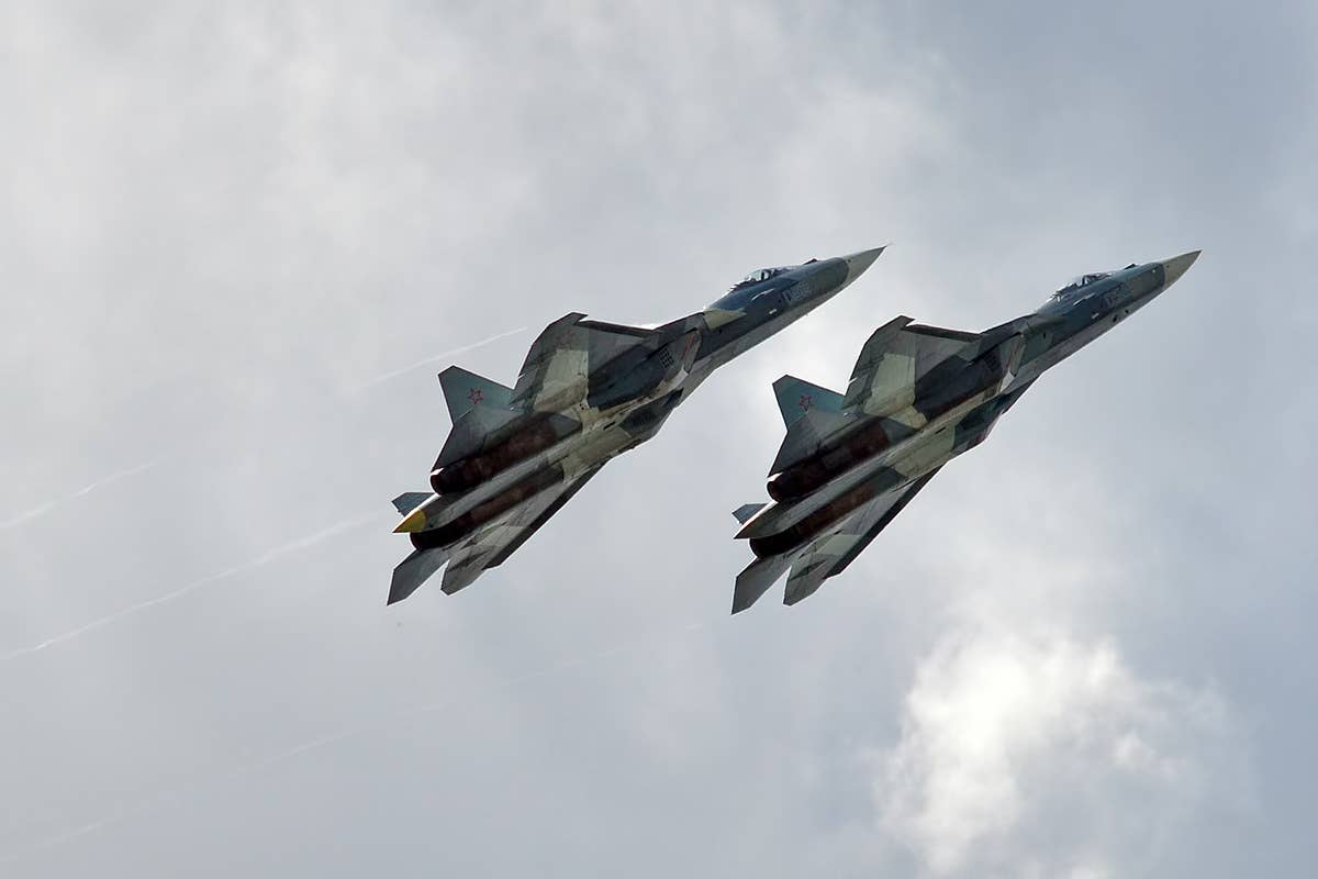 The Russian Air Force flies its Sukhoi Su-57 fighters. (Anna Zvereva, CC BY-SA 2.0)
