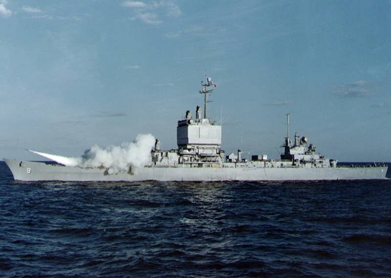 The USS Long Beach fires a Terrier missile in 1961. (U.S. Navy)