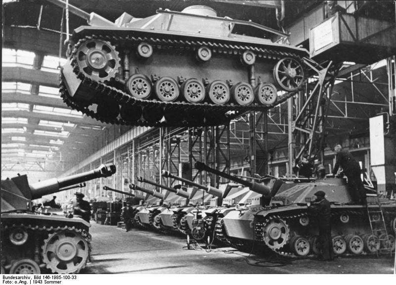 ​German tank production duringWorld War II was always limited by the availability of steel and oil. (German Bundesarchiv)