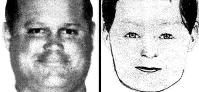 Allen (left) in 1969, compared to the composite sketch of Zodiac from a 1969 attack in Napa County, Calif.