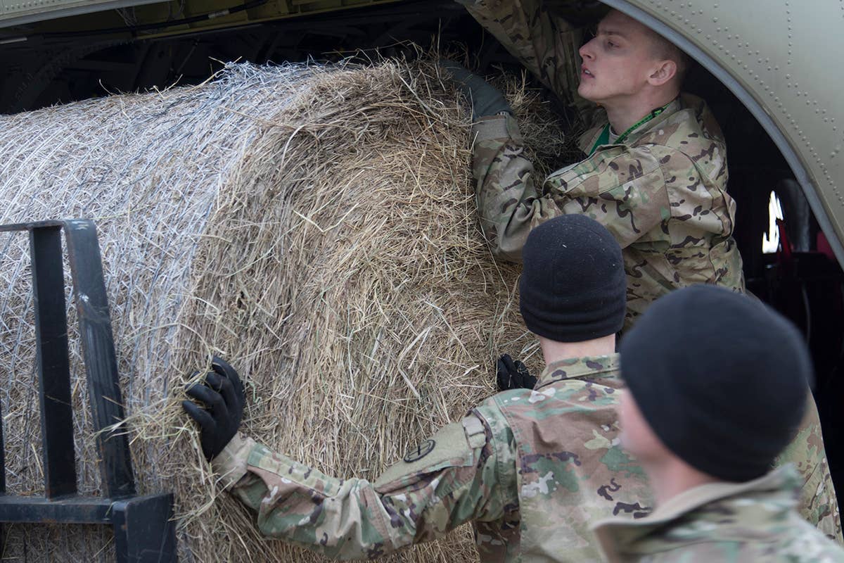 The National Guard just delivered hay to a feedlot in Nebraska
