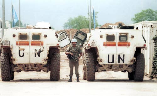 French APCs on the ground in Bosnia, 1995.