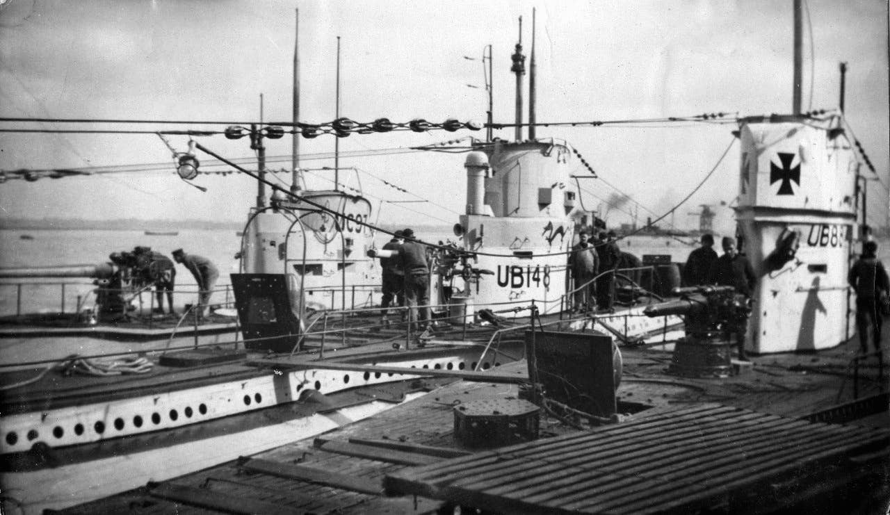 WWI-era submarines after being surrendered to the Allied powers.