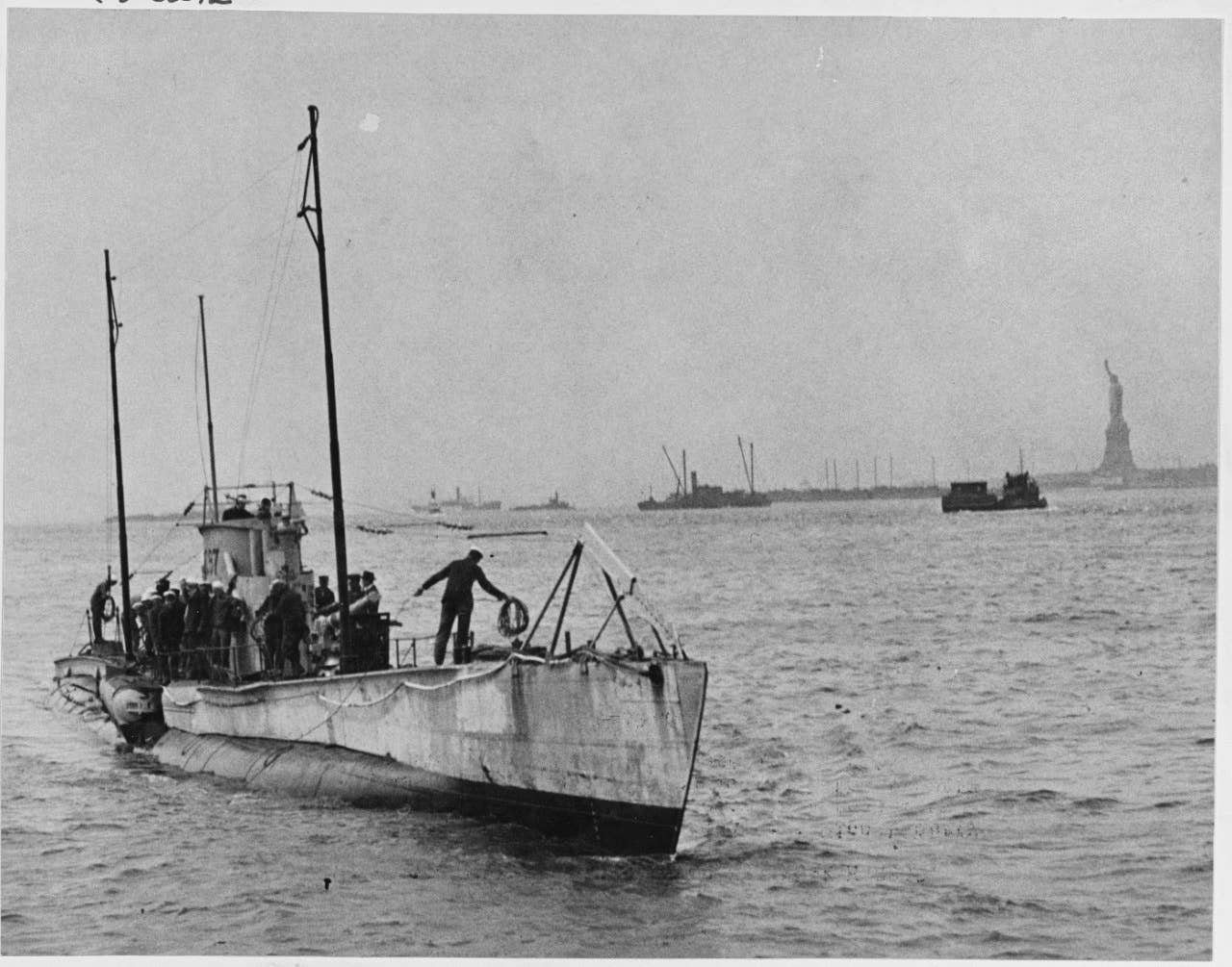UC-97 sails into New York Harbor in April 1919.