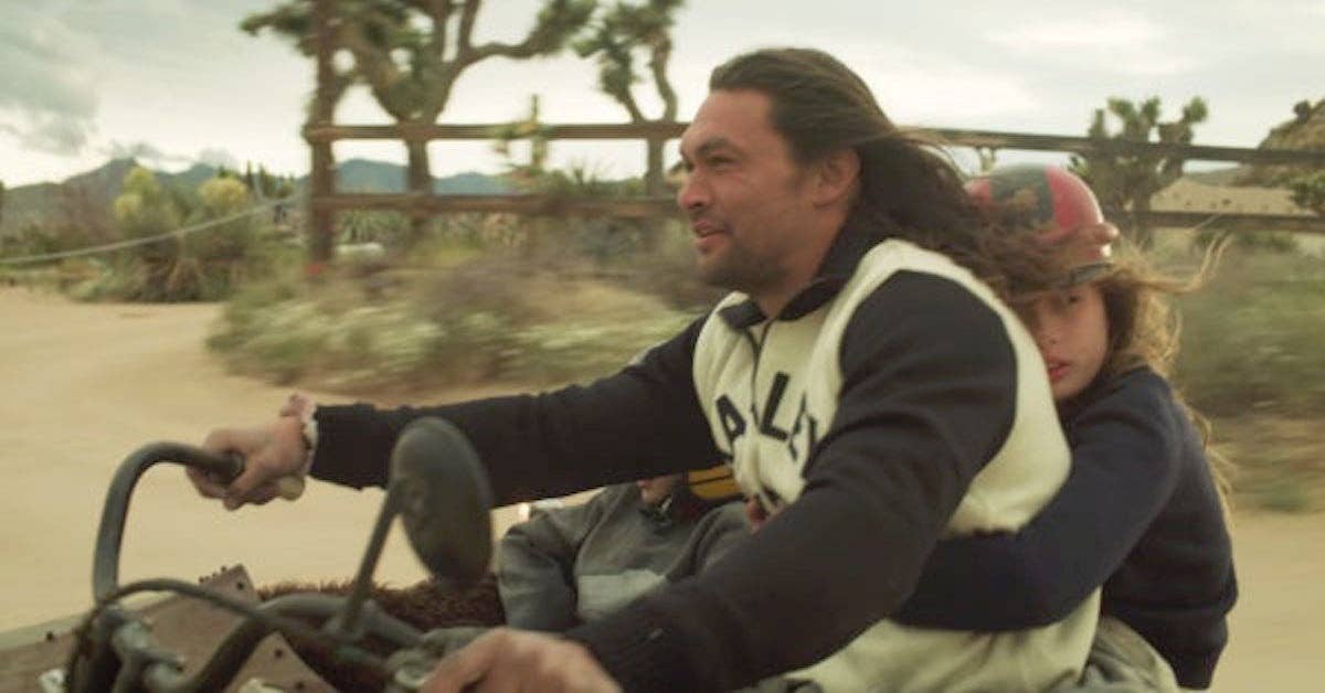 Of course Jason Momoa fixes up old motorcycles with his kids