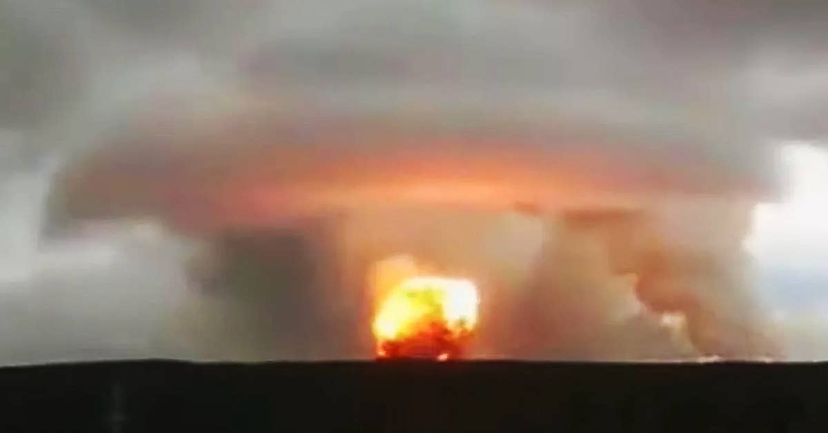 Copy of Footage shows Russian ammo depot explosion that launched debris 9 miles