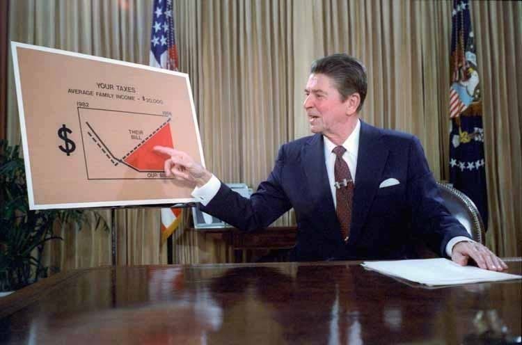 Ronald Reagan gives a televised address from the Oval Office, outlining his plan for Tax Reduction Legislation in July 1981. (White House Photo)