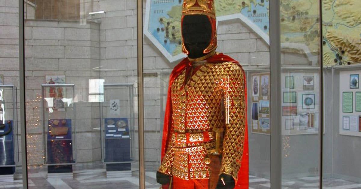 This Kazakh independence symbol is a golden suit of armor
