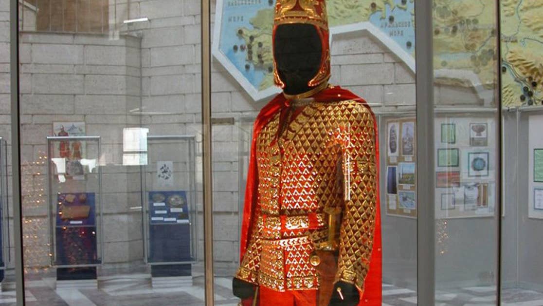 This Kazakh independence symbol is a golden suit of armor