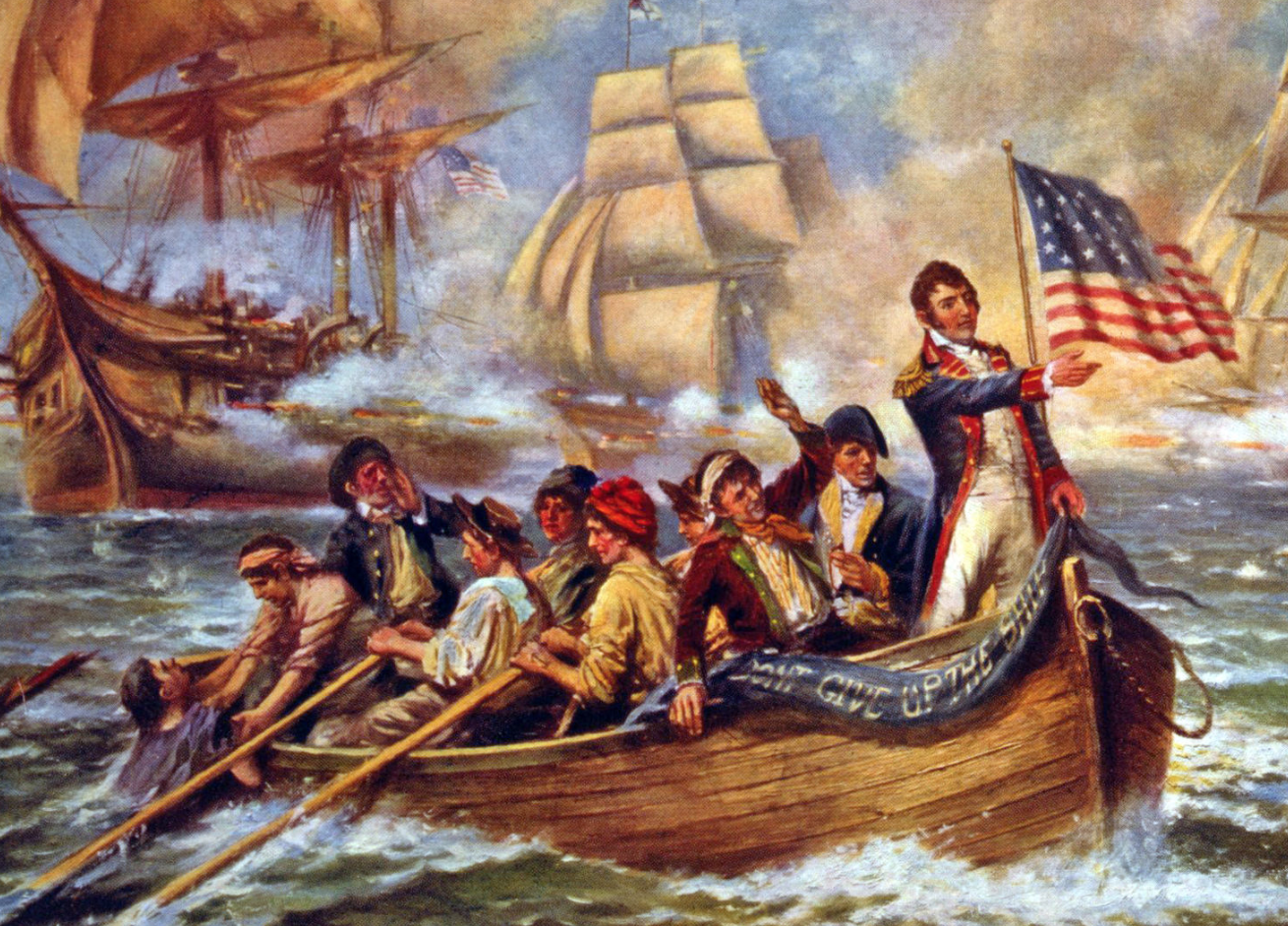 Oliver Hazard Perry at the Battle of Lake Erie. (Wikimedia Commons)