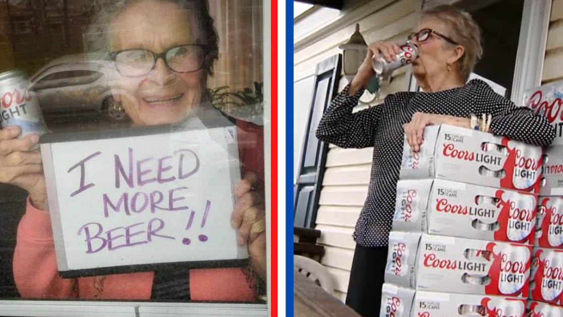 93-year-old woman asks for more beer during quarantine and gets a surprise