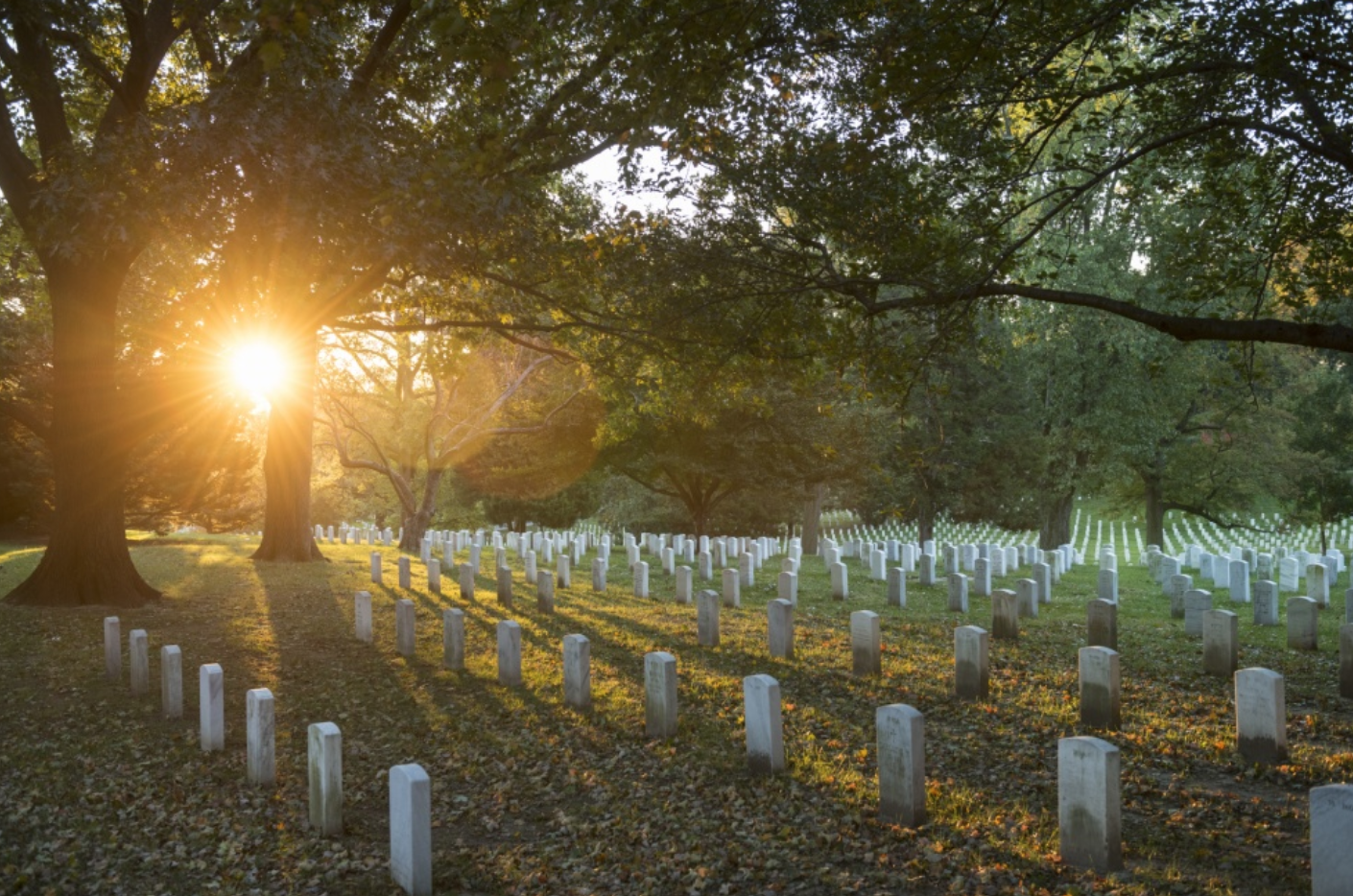 Sunrise in Section 35 of Arlington National Cemetery, Arlington, Virginia, Oct. 25, 2018. (U.S. Army photo by Elizabeth Fraser/ Arlington National Cemetery / released)