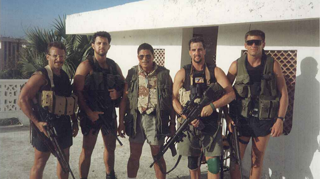 <em>Wasdin (second from the left) with the rest of the DEVRGU sniper team (Howard Wasdin)</em>