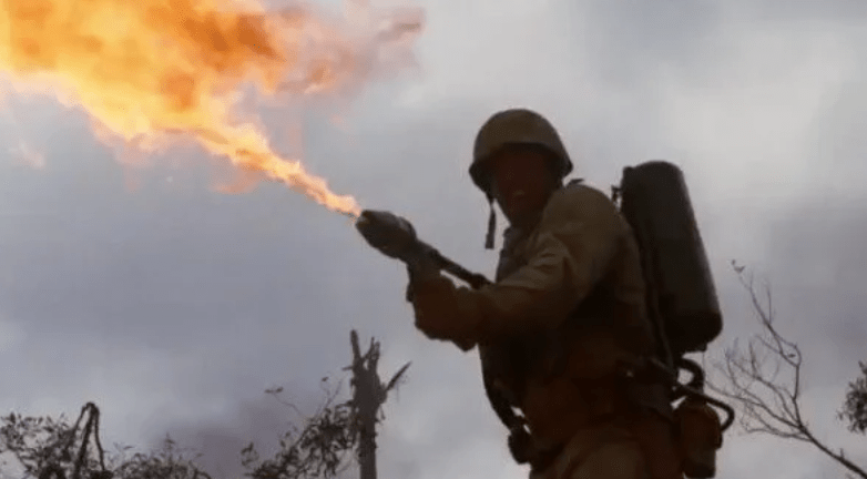 a flamethrower weapon