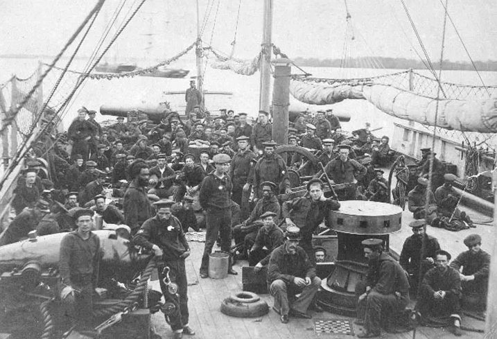 crewmembers of the civil war era uss miami on deck