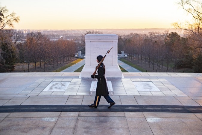 The first all-female guard change at the Tomb of the Unknown Soldier