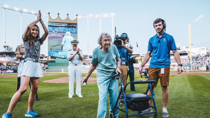 106-year-old Coast Guard veteran throws 1st pitch for Kansas City Royals