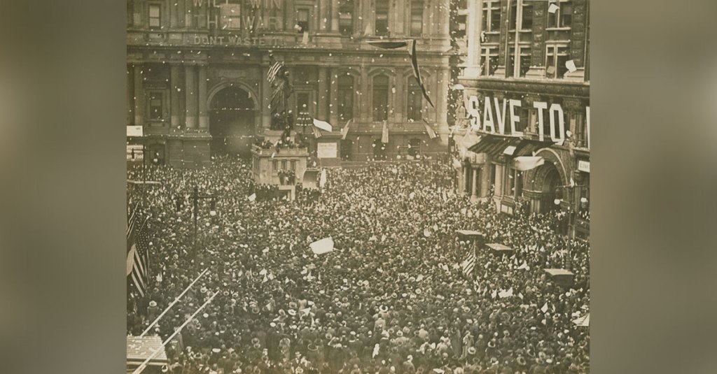 Armistice Day celebration after World War I ends