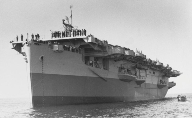 This modern amphibious assault ship is carrying WWII planes