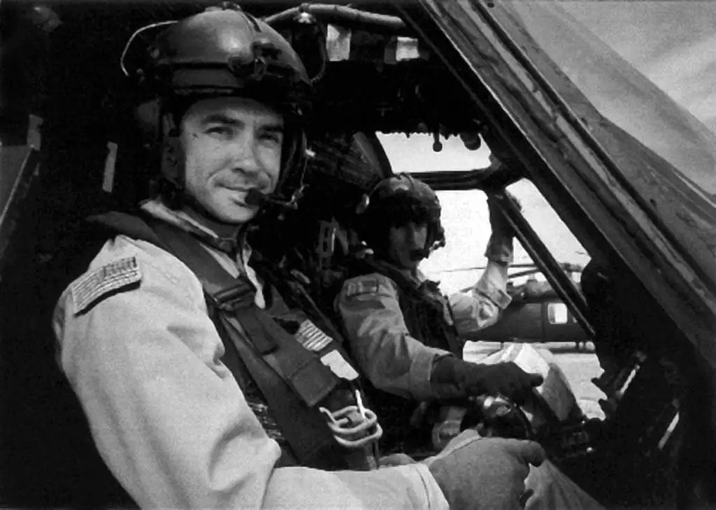 Mike Durant in the cockpit of an MH-60 in Somalia. (U.S. Army via Michael J. Durant)