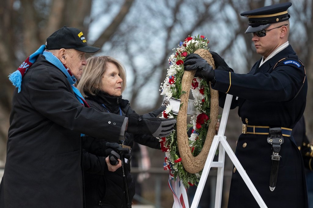 touch the tomb of the unknown soldier WWII veteran arlington