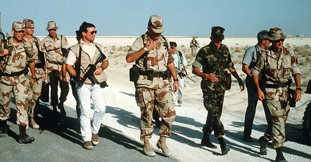 A team of Delta Force operators provide close protection to General Norman Schwarzkopf during Operation Desert Shield, 1990. (U.S. Army) schwarzkopf two watches