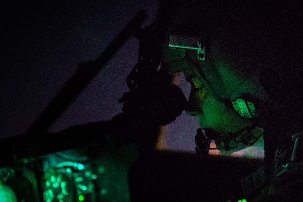 Aircraft cockpit with instruments uses clock in 24-hour format.