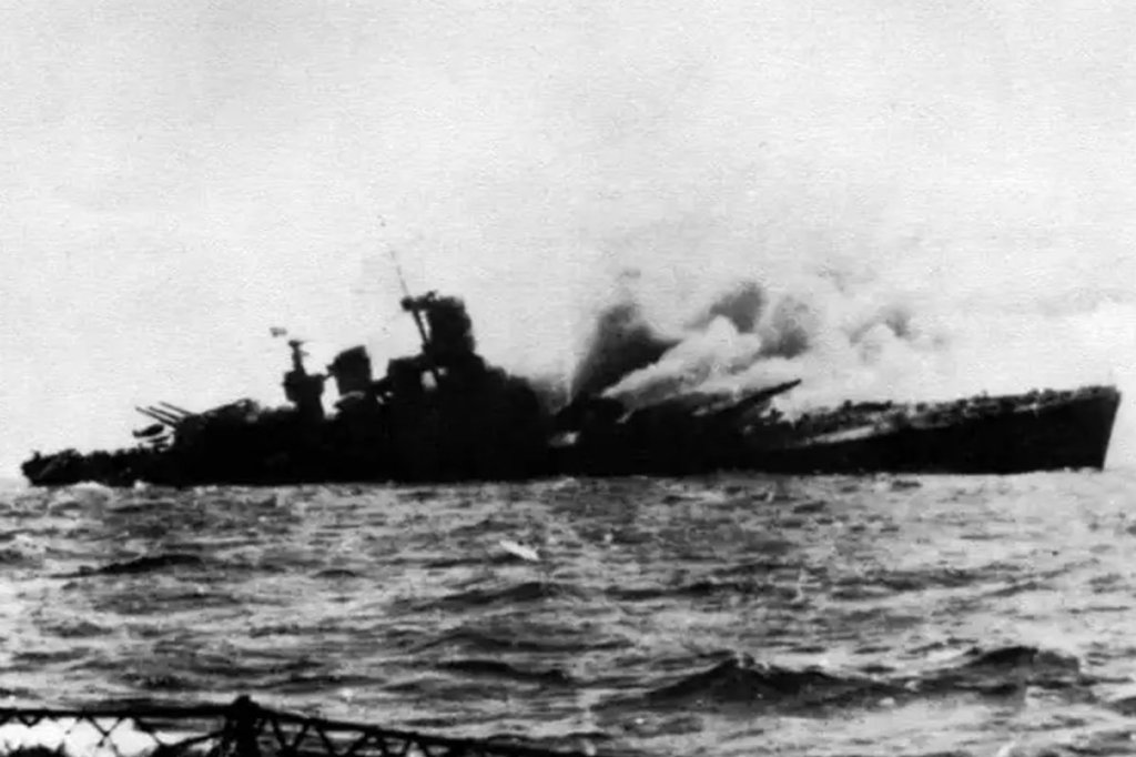 The Italian battleship roma, the first successful target of the Fritz X bomb.