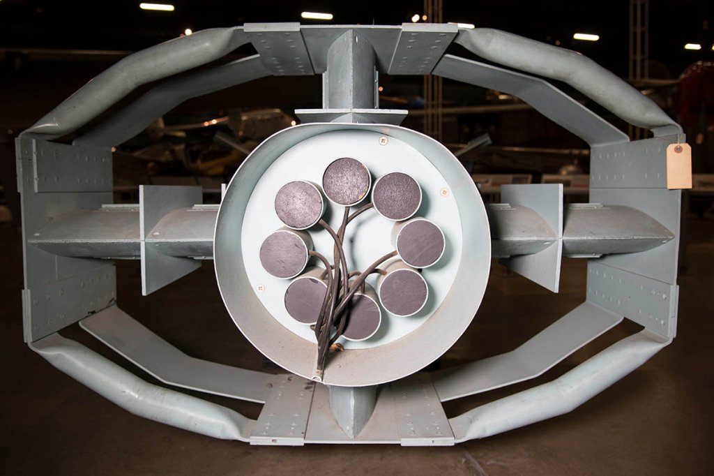 Rear view of the Fritz X showing the tail-mounted lights used to keep a visual on the bomb during descent.