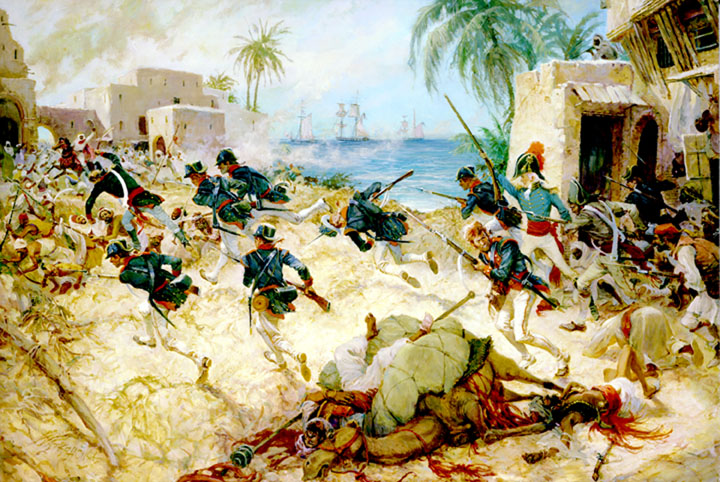 Lieutenant Presley O'Bannon leads the Marines at Derna. (U.S. Marine Corps)