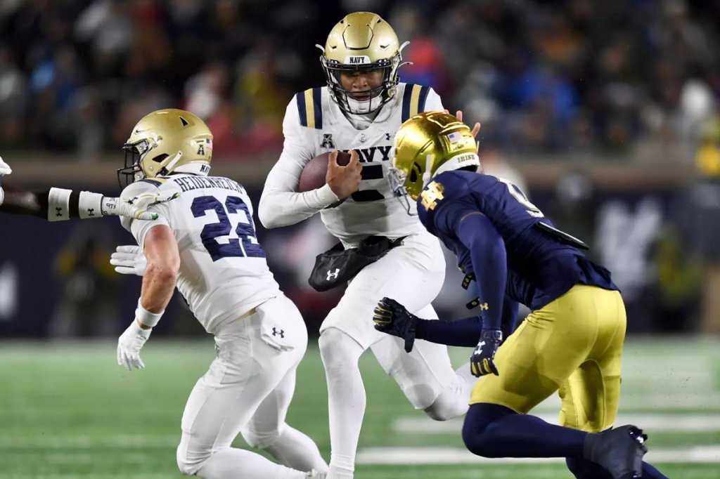 academy football irish loss navy