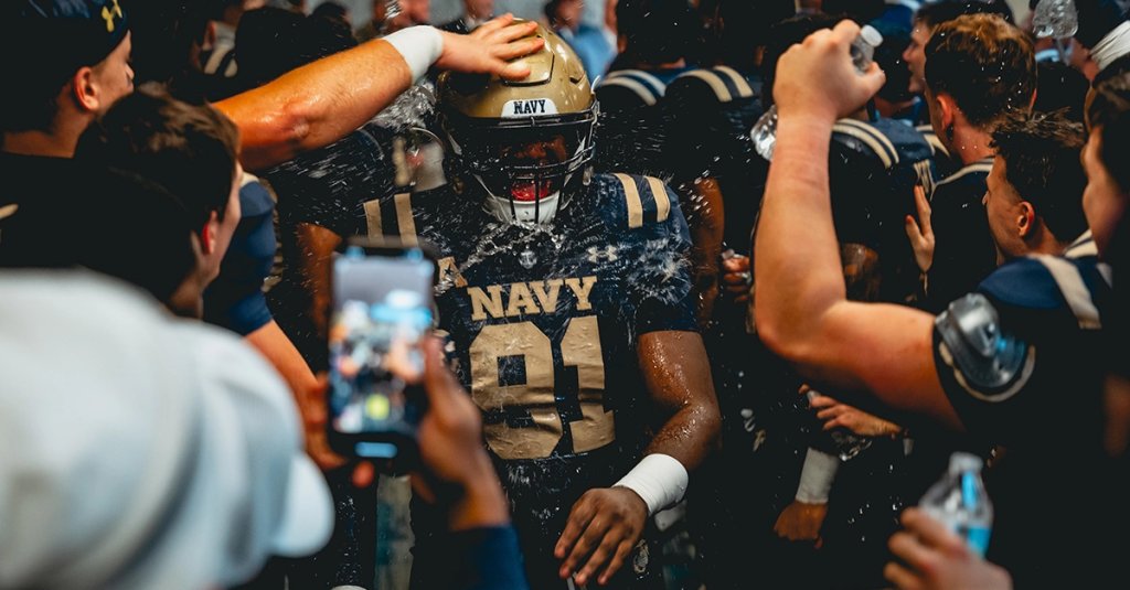 academy football navy wins celebration navy football X