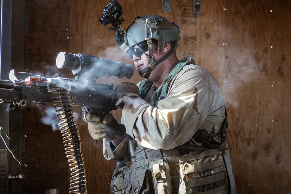 m240b ntc marine corps .S. Army soldier Spc. Mitchell Lammert, an armor crew member attached to 2nd Battalion, 11th Regiment, 22nd Stryker Brigade Combat Team, fires an M240B medium machine gun at National Training Center on Fort Irwin, California, Sept. 14, 2025.The NTC exercise focuses on joint readiness through bilateral interoperability and strengthening partnerships in an all-domain environment. (U.S. Marine Corps photo by Cpl. Peyton Kahle)