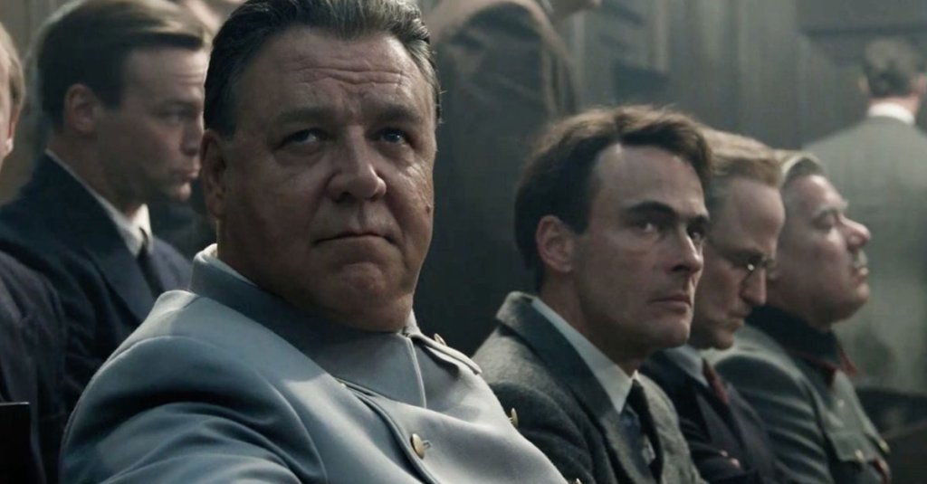 Russell Crowe as Hermann Göring, one of 22 defendants of the International Military Tribunal, in the 2025 film, "Nuremberg." (Sony Pictures Classics)