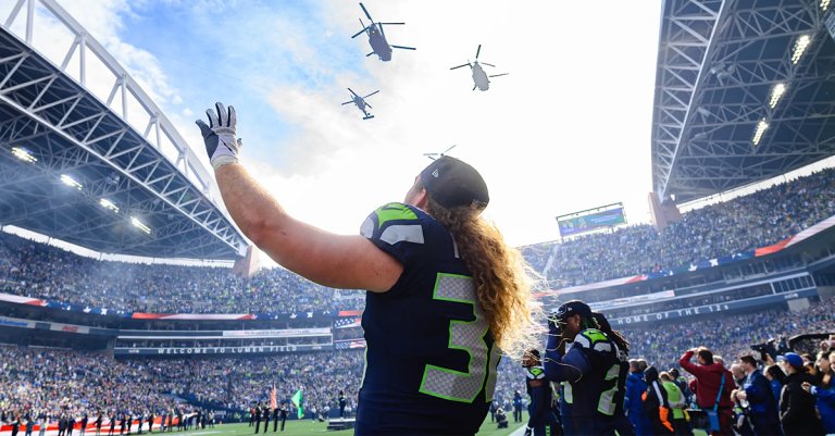 The Seattle Seahawks proudly nominate fullback Brady Russell as the team's 2025 Salute to Service Award nominee. Brady has consistently demonstrated a deep commitment to honoring, empowering, and connecting with the military community. Since joining the Seahawks, he has actively participated in more than 13 military-focused events and engagements, positively impacting over 500 service members and their families. Brady's connection to the military is both personal and enduring. Born on Camp Pendleton Marine Corps Base, where his father Randy was stationed, Brady was raised within a military environment. His brother, Captain Tyler "Friction" Russell, is a U.S. Naval Academy graduate and currently serves as a Marine Corps Osprey pilot.